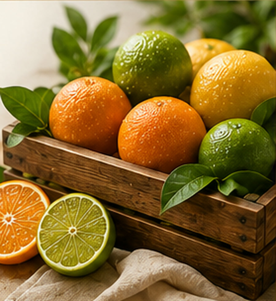 Cítricos frescos seleccionados para elaborar garnish
