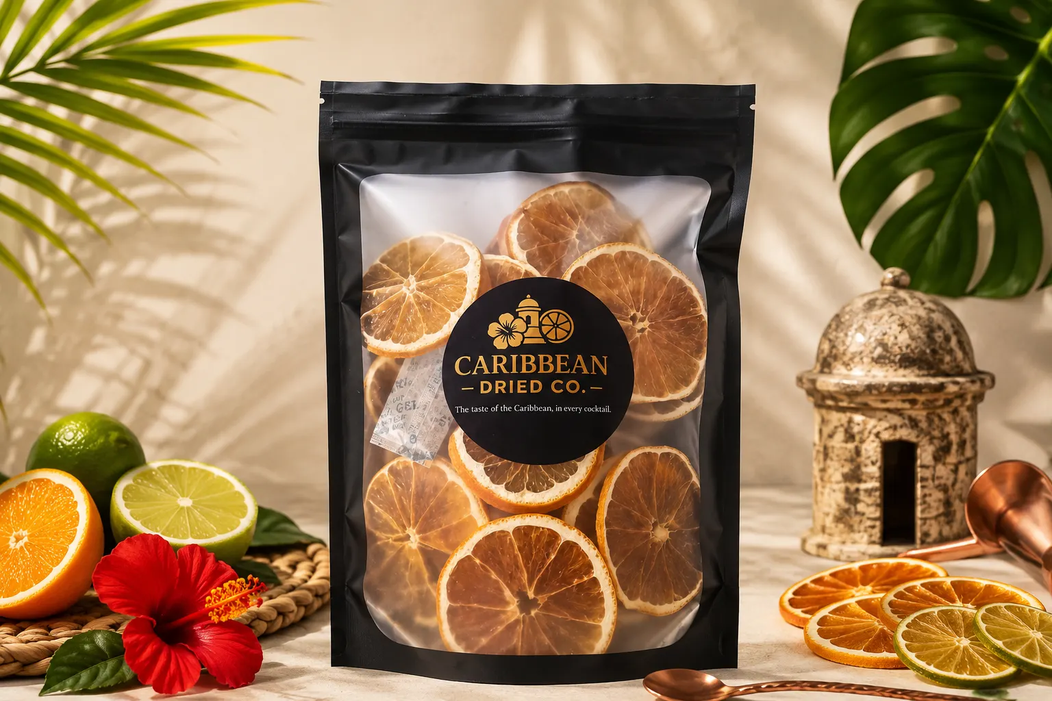 Empaque de rodajas de naranja deshidratada Caribbean Dried Co.